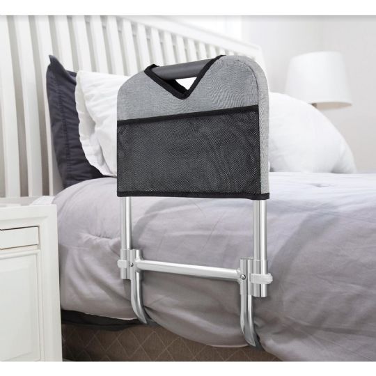 Adjustable Bed Assist Rail with Storage Bag by Vive Health