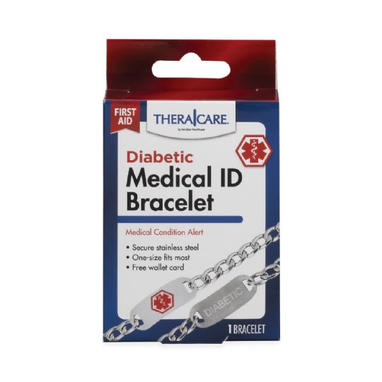 Diabetic Medical Alert ID Bracelet for Small Wrists with Adjustable SS Band - Case of 48