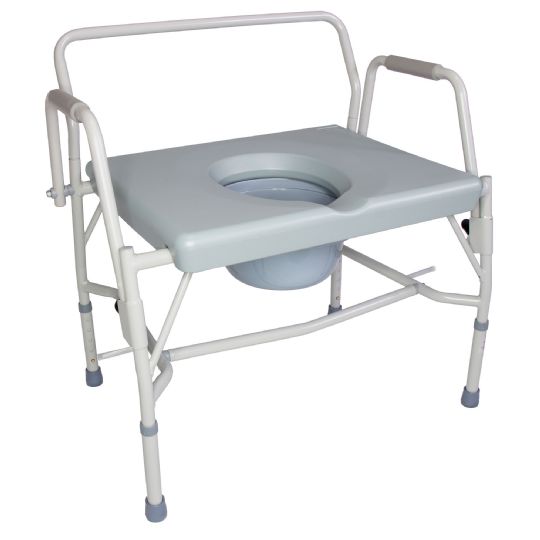 DMI Portable Drop Arm Commode with Extra-Wide Seat | 500lb Capacity Adjustable Height Toilet Chair