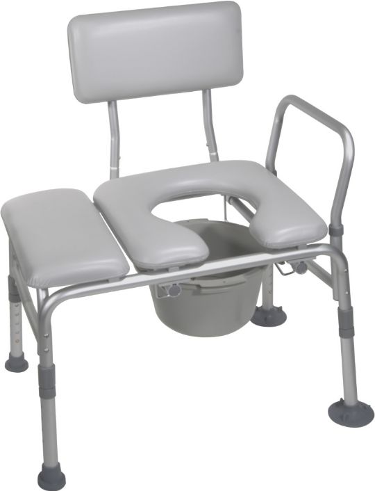 Drive Medical Adjustable Tub Transfer Bench with Commode - Combination Padded