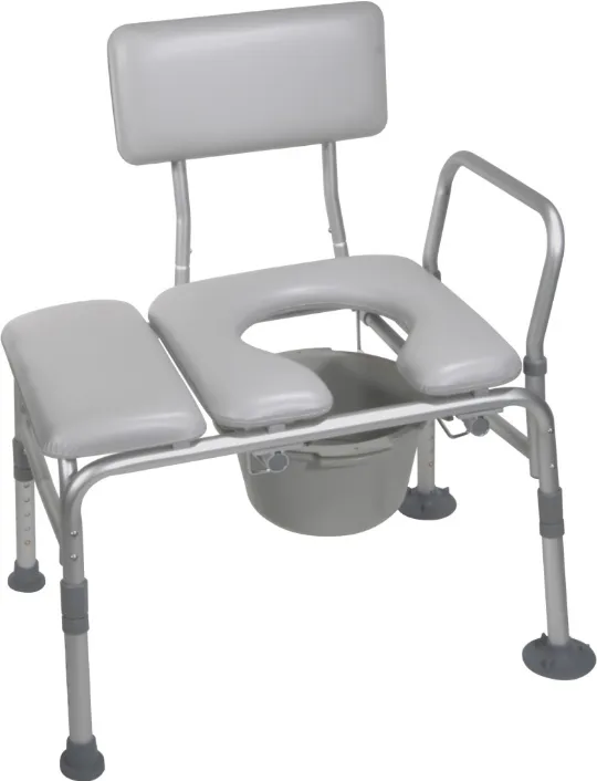 Drive Medical Knock Down Bath Bench with Back and Padded Arms, White