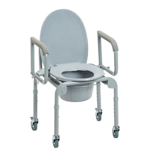 Drive Medical Steel Wheeled Commode w/ Drop-Arms