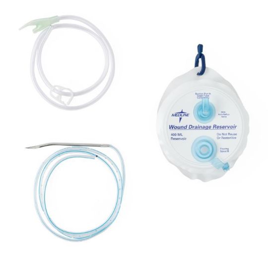 PVC 400cc Evacuator Kits and Wound Drains with Silicone Tubing from Medline