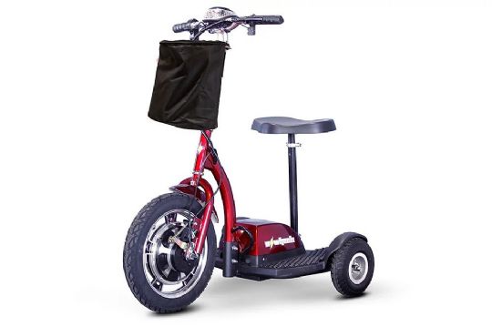 Red - Stand-N-Ride Recreational Scooter with Folding Tiller