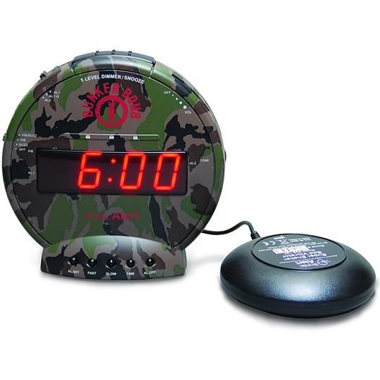 Vibrating Alarm Clock with Extra Loud Option - Sonic Alert Bunker Bomb