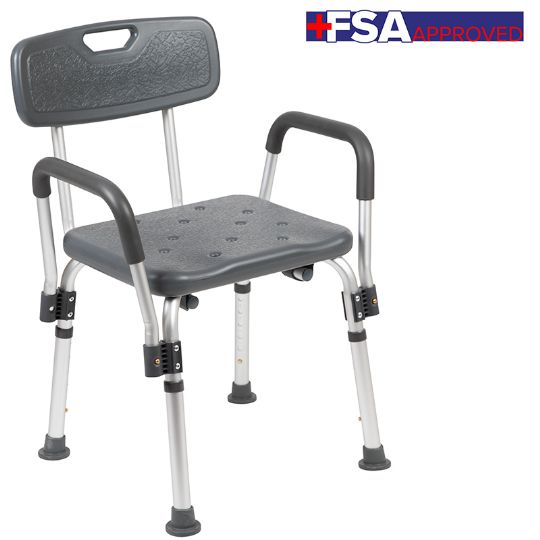 Flash Furniture Adjustable Shower Chair w/ Armrests