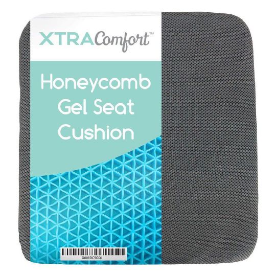 Gel Seat Cushion with Mesh Cover for Comfort and Support - Honeycomb