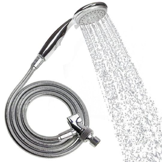 Handheld Shower Head with Stainless Steel Hose by Vive Health