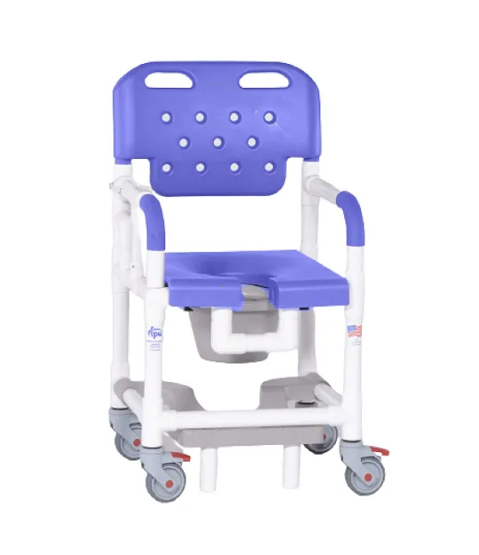 IPU Platinum Drop Arm Shower Chair Commode With Footrest