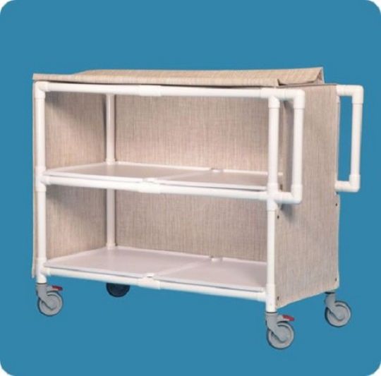 Jumbo Rolling Linen Carts with Mesh Cover and Removable Shelves