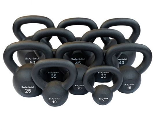 Body-Solid Sturdy Iron Powder Coat Kettlebells Available Between 5-100 Pounds