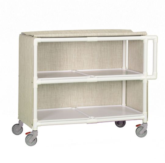 Jumbo Rolling Linen Carts with Mesh Cover and Removable Shelves