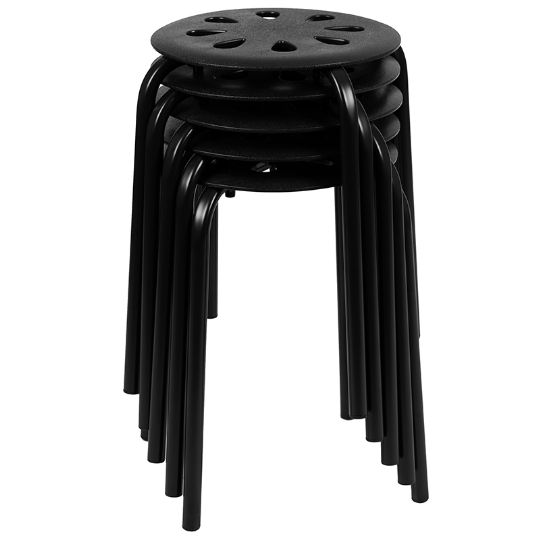 Flash Furniture Tall Black Plastic Nesting Stools - Set of 5