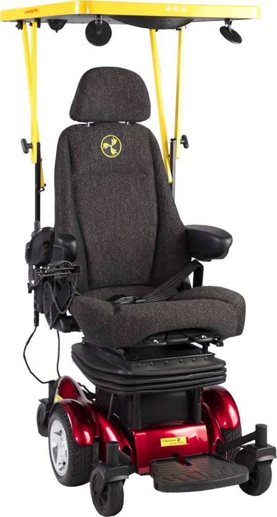 Liberator Electric Power Wheelchair with optional overhead Companion Solar Panel from Solar Mobility | Made in the USA!