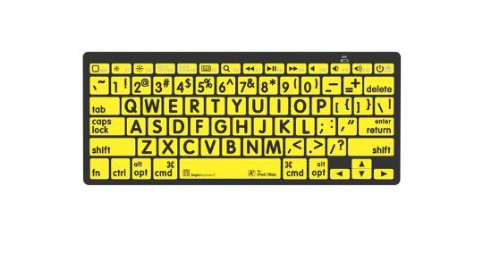 Logickeyboard LargePrint Bluetooth Mini Keyboard for Mac - Yellow Keys with Black Lettering Version