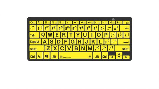 Logickeyboard LargePrint Bluetooth Mini Keyboard for PC - Yellow Keys with Black Lettering Version