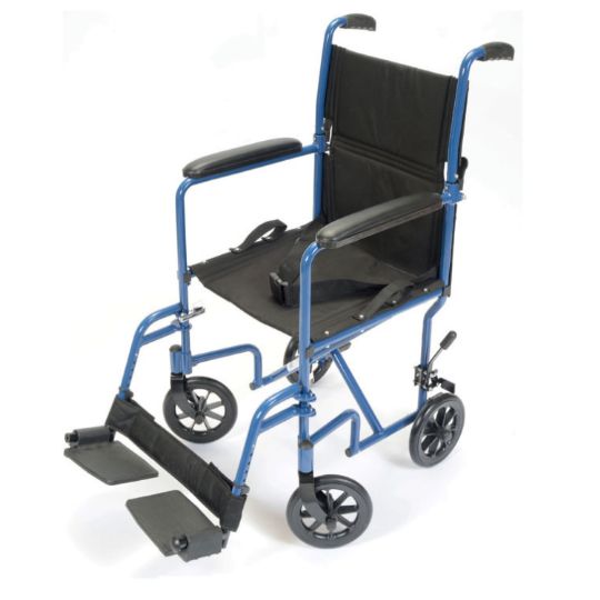 Lightweight Transport Chair with Removable Footrests and Armrests