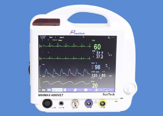 Compact Veterinary Blood Pressure Monitor and Diagnostic Tool, EtCO2, ECG, 8" TFT Display by PaceTech, MINIMAX 4000VET
