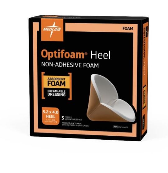 Optifoam Heel Foam Dressing for Moderate and Heavy Drainage Absorption - Nonadhesive Format by Medline