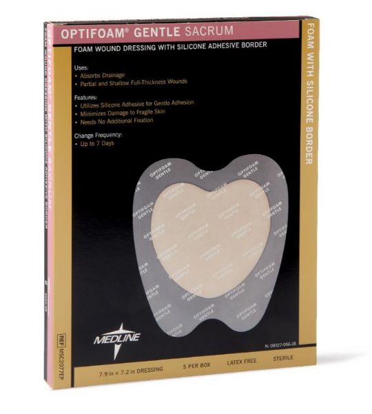Optifoam Foam Wound Dressing with Silicone Adhesive Border for Sacrum Area by Medline