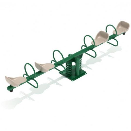 Pediatric Steel RockWell Teeter Totter Quad with Safety Spring and 4 Seats in 1 Apparatus