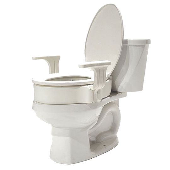 Raised Toilet Seat with Elongated 4-Inch Size and Elevated Handles - 300 lbs Weight Capacity