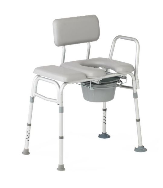 Medline Guardian Padded Transfer Bench with Commode Opening for Shower and Bathtub Use - 300 lb. Weight Capacity