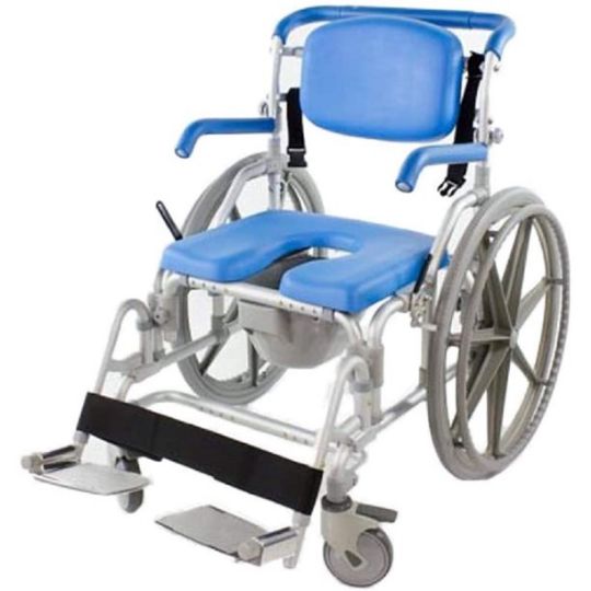 It can be used as a shower chair, a bedside commode, or a transport chair