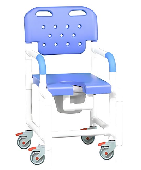 Platinum Shower Chair Commode with Locking Casters and Anti-Tip Feature