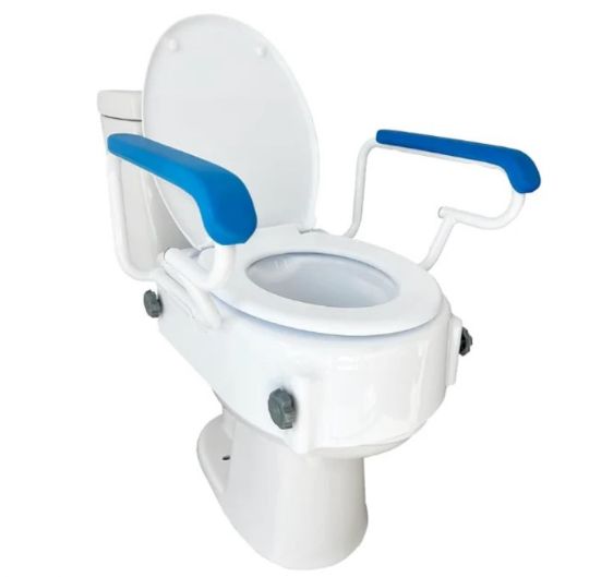 Raised Toilet Seat with Swing Up Padded Arms and Adjustable Height by Platinum Health