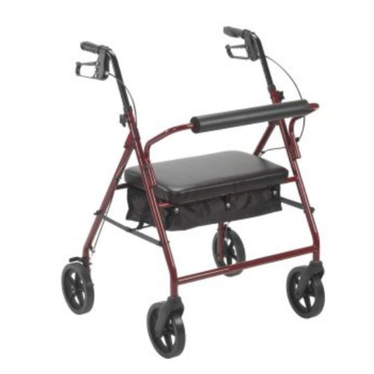 Red McKesson Bariatric Four Wheel Rollator with Folding Steel Frame