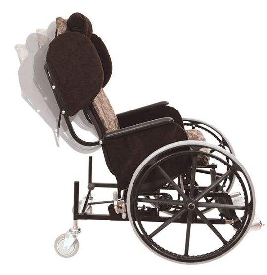 Rock-King X3000 Tilting Wheelchair shown with optional Chocolate Reversible Lateral and Basket Covers