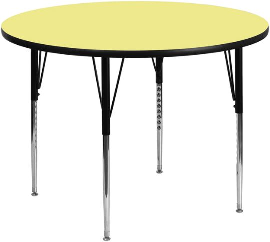 YELLOW - Large 60-in Round Classroom Activity Table w/ High-Pressure Laminate Top