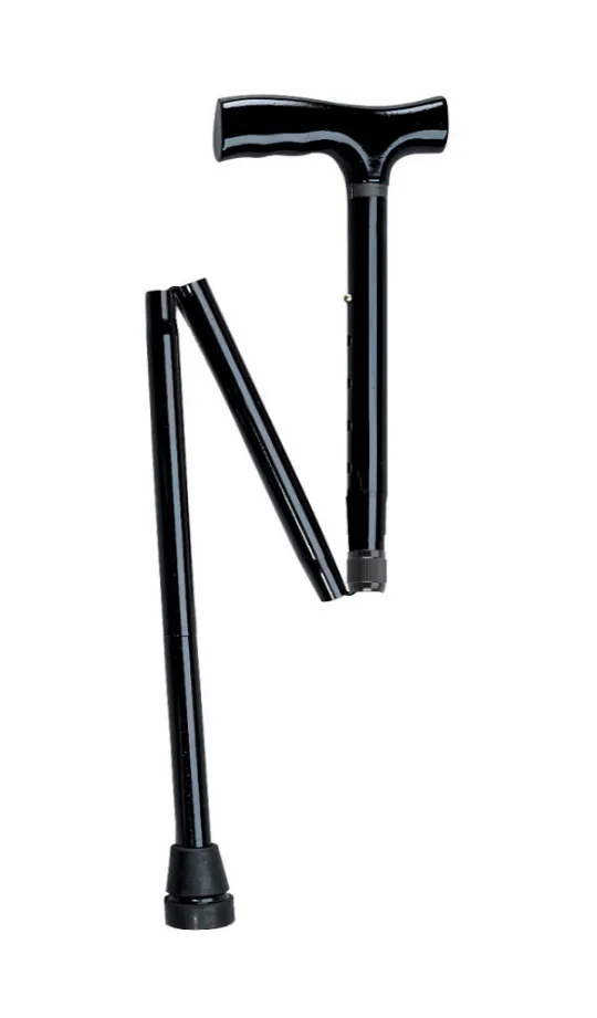 T Handle Folding Cane Anodised Black