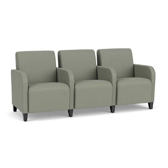3 Seat Sofa with Center Arms for Waiting Rooms with Wood or Steel Legs, 400 lbs. Weight Capacity and 8 Upholstery Colors - Lesro Siena Line
