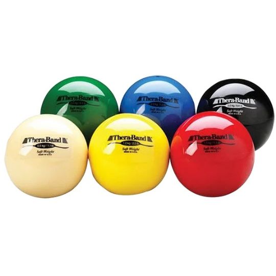 THERABAND Soft Weighted 6 Balls Set for Recovery and Exercise - 4.5 in. Diameter with a Range of Colors and Corresponding Weight Range of1.1 - 6.6 Ib.