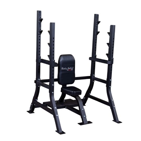 Body-Solid Overhead Press Gym Bench for Shoulders, Built-in Spotter Platform, Adjustable Stops, Sturdy Steel Construction, SOSB250