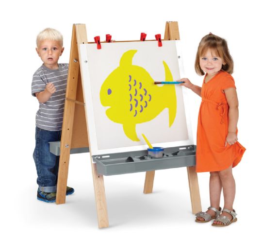 Pediatric Adjustable Art Easel with Maple Frame and Optional Panels