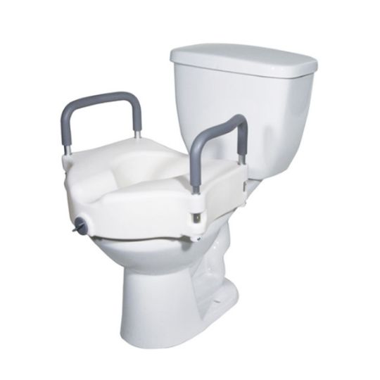 Locking 4 Inch Raised Toilet Seat with Removable Arms