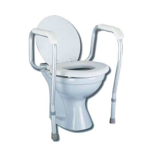 Toilet Safety Frame with Adjustable Height and Quick-Release Width