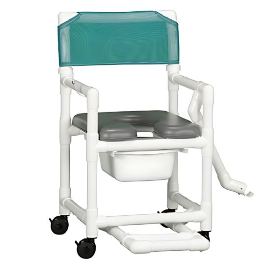 Open-Front Soft Seat Shower Commode Chair with Lap Bar by IPU