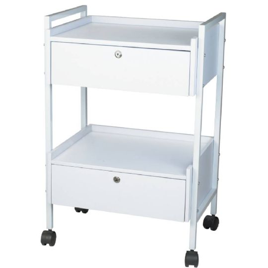 Mobile Cart with Locking Drawers and 2 Shelves by Silverfox Beauty