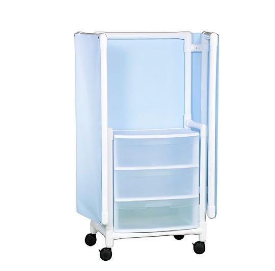 Wheeled Privacy Screen with Drawers