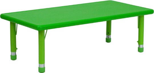 GREEN - Plastic 24''W x 48''L Rectangular Preschool Height Activity Table