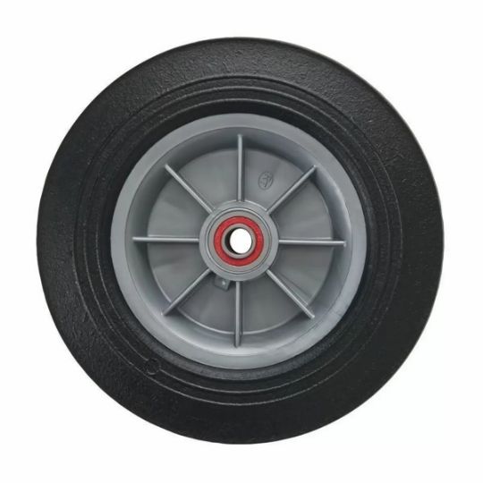 The 10-inch solid rubber wheels