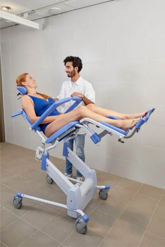 Height Adjustable TiltinSpace Shower Commode Chair Reflex by Lopital