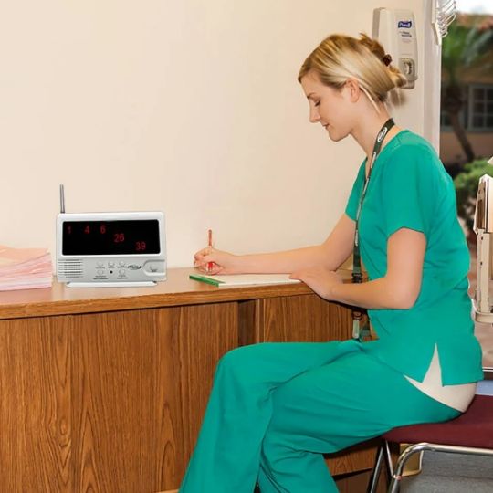 This monitor can be placed at any main location and its pager can be worn by a caregiver which can be used/connected with up to 40 components/items