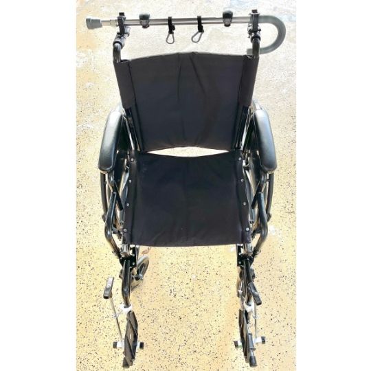 Designed to make use of an adjustable cane attached to your wheelchair