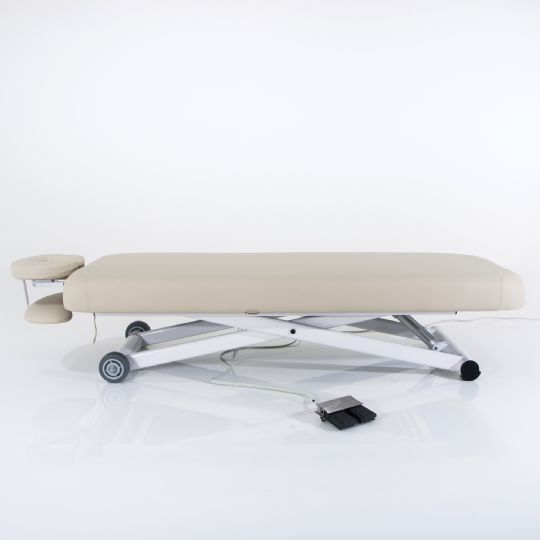 Silverfox light beige massage table with adjustable height and foot control