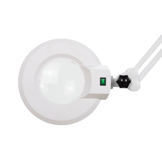 Silver fox led magnifying lamp with adjustable lens and power switch